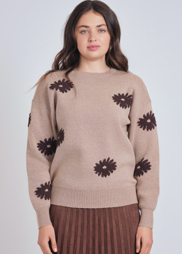 Brown Floral Delight Pullover