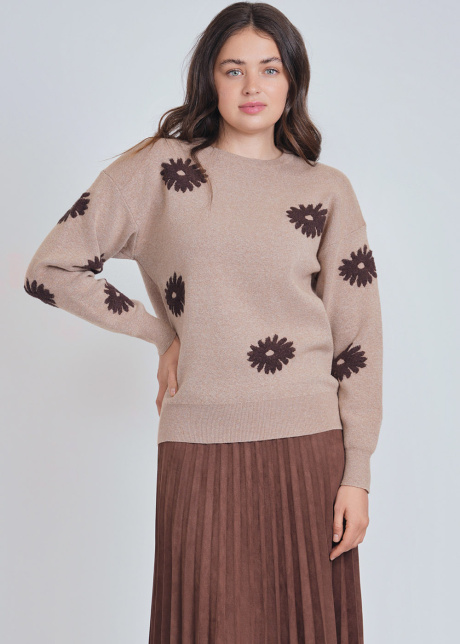 Brown Floral Delight Pullover