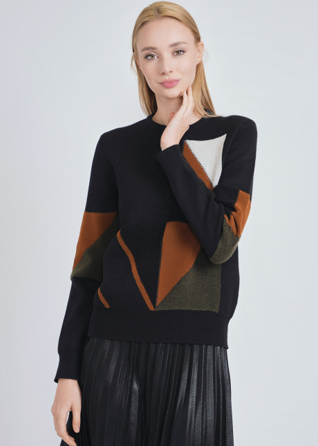 Black Knit Sweater with Shape Details