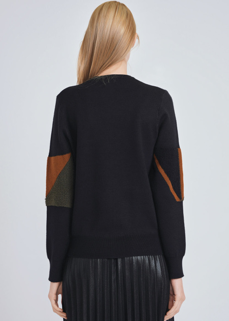 Black Knit Sweater with Shape Details