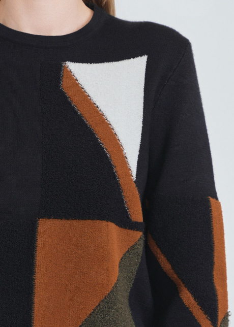 Black Knit Sweater with Shape Details