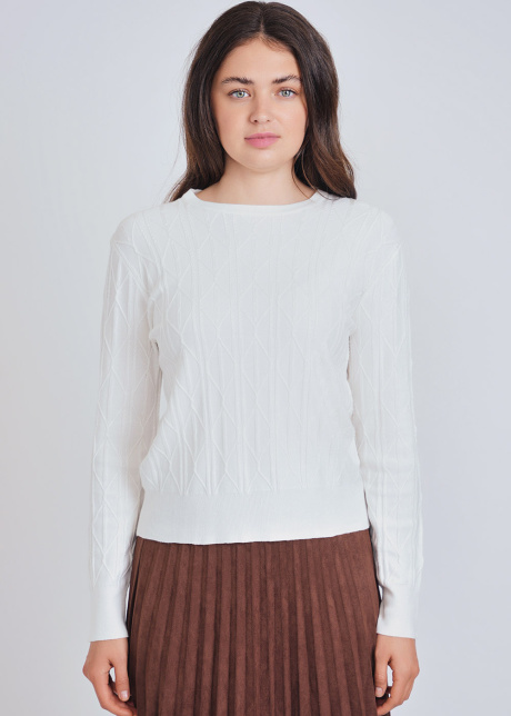 White Knit Sweater with Loose Silhouette