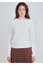 White Knit Sweater with Loose Silhouette