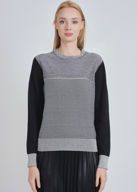 Dynamic Duo: Black Sleeved & Striped Core Knit Top
