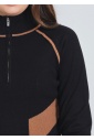 High Collar Black Top with Zip Feature