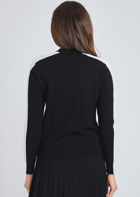 Distinctive Black Knit with Eye-Catching White Sleeve Bands