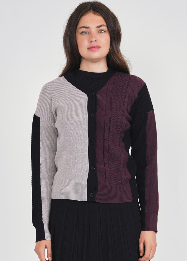 Dynamic Texture Color Block Cardigan