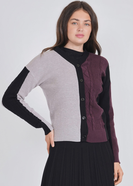Dynamic Texture Color Block Cardigan