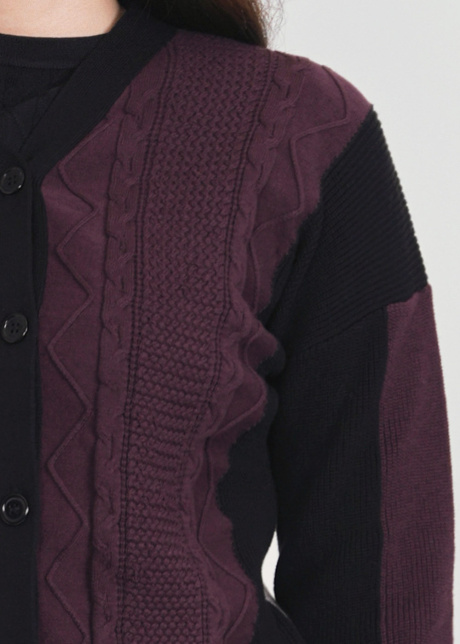 Dynamic Texture Color Block Cardigan