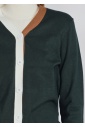 Forest Green Buttoned Cardigan with Dual-tone Edges
