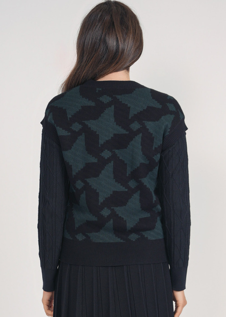 Knitted Harmony: Green & Black V-Neck Waistcoat