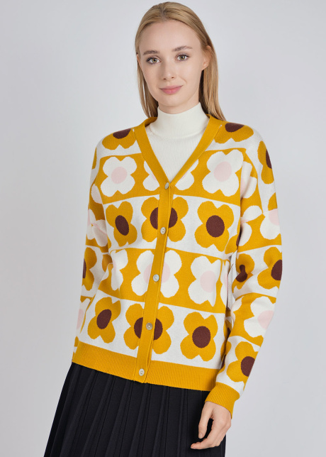 Radiant Yellow Cardigan with Soft Design Elements