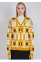 Radiant Yellow Cardigan with Soft Design Elements