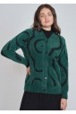 Green Cardigan Comfort: Soft Furry Knit with V-Neck Design