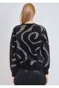 Black Furry Knit Top with Golden Highlights