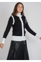 Classic Contrast: Black & White High Neck with Ribbed Design