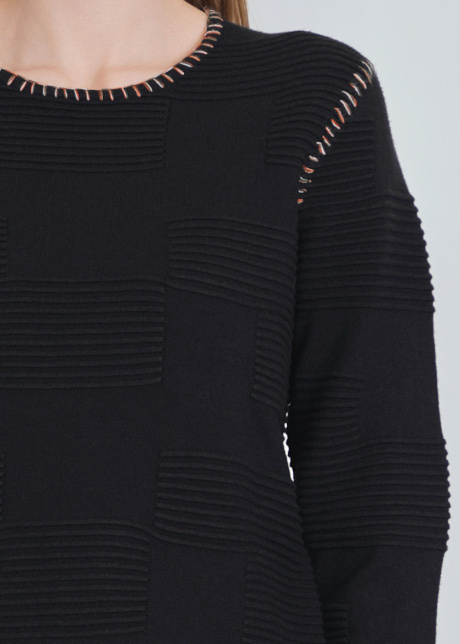 Classic Black Ribbed Detail Knit Pullover