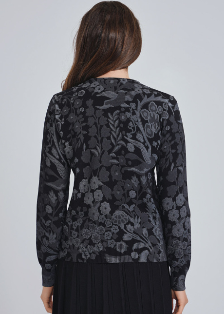 Midnight Garden: Black Sweater with Floral Print