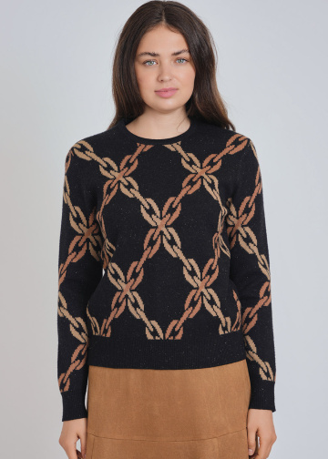 Chain-Themed Black Soft Knit