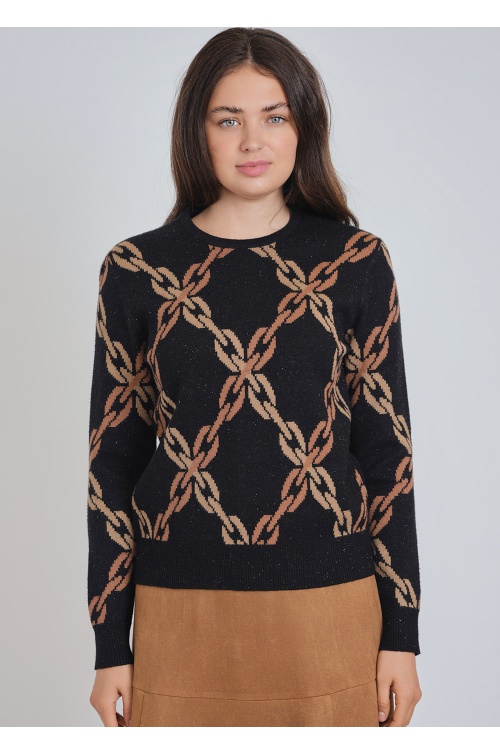 Chain-Themed Black Soft Knit