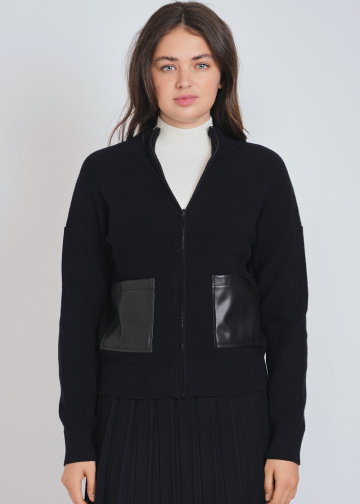 Essence of Style: Black Knit with Leather Hints