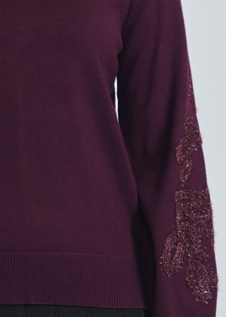 Embrace Elegance: Burgundy Sweater with Detailed Sleeve Design