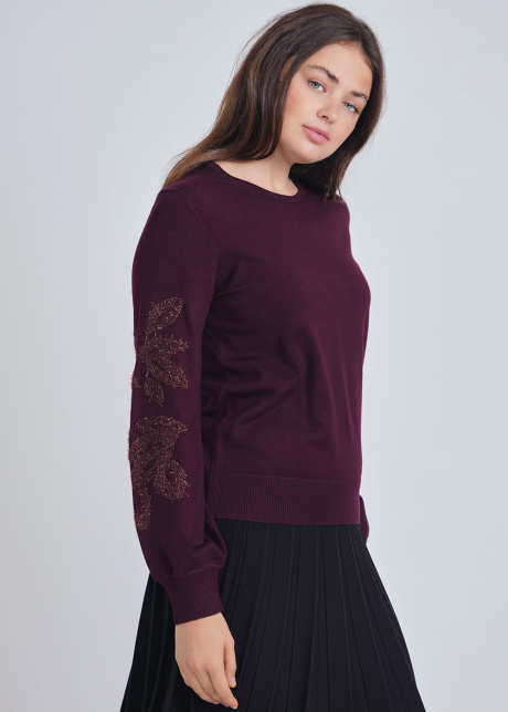 Embrace Elegance: Burgundy Sweater with Detailed Sleeve Design