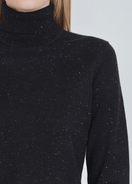 Starry Night: Black Knit Sweater with High Neck