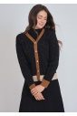 Soft Black Cardigan: Timeless Specks and Cozy Camel Finishes