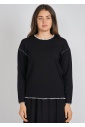 Classic Black Knit T-Shirt with White Outline