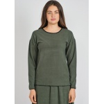Relaxed Long Sleeve Tee in Green Knit