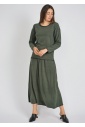 Comfortable Classic Green Skirt with Black Stitch