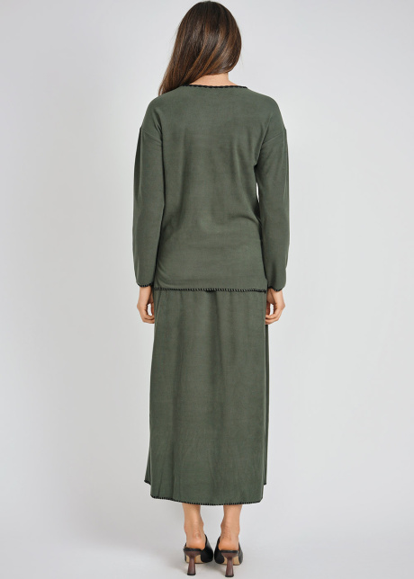 Relaxed Long Sleeve Tee in Green Knit