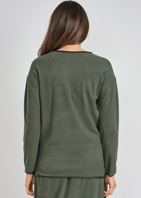 Relaxed Long Sleeve Tee in Green Knit