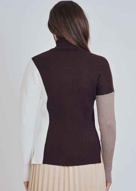 Color Block Design with Ribbed Texture Sweater