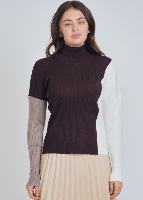 Color Block Design with Ribbed Texture Sweater