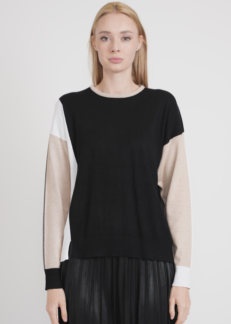Sweater with Multi-Tone Color Blocking