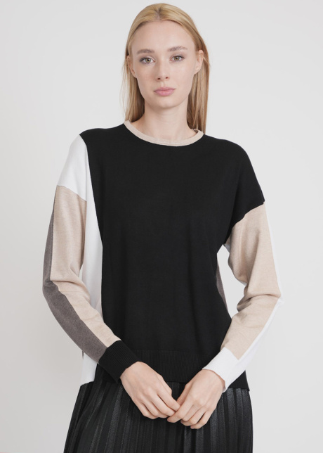 Sweater with Multi-Tone Color Blocking
