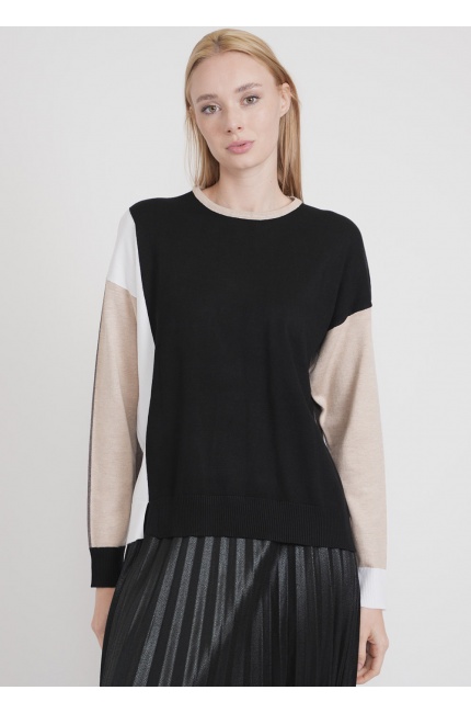 Sweater with Multi-Tone Color Blocking