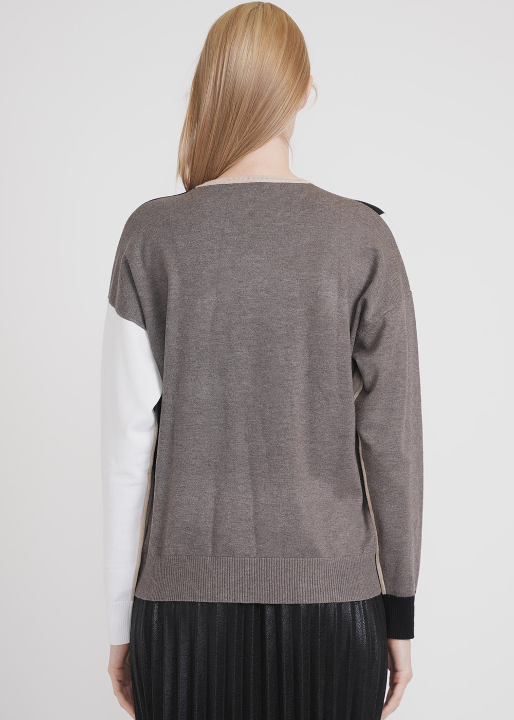 Sweater with Multi-Tone Color Blocking