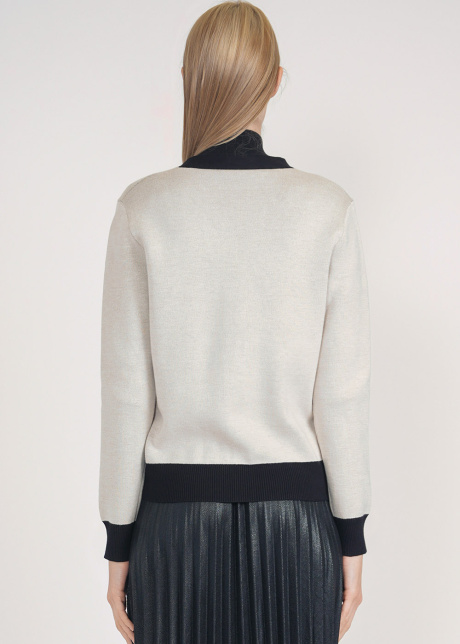 Cream and Black Fusion: Buttoned Cardigan Masterpiece