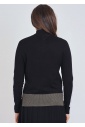 Contrast V-Neck Knit: Black with White Touches