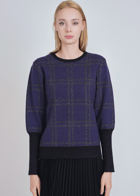 Navy Knit Sweater with Unique Sleeve Design