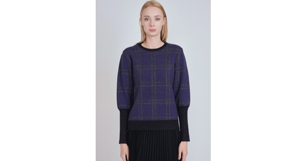 Navy Knit Sweater with Unique Sleeve Design | Modest Women Clothing ...