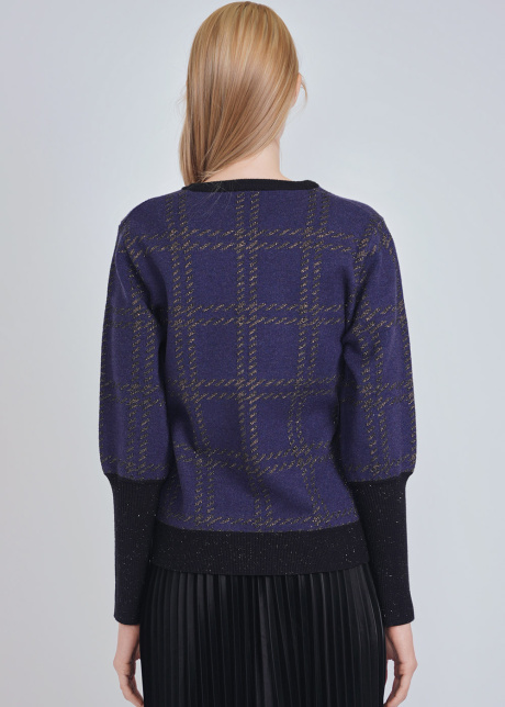 Navy Knit Sweater with Unique Sleeve Design
