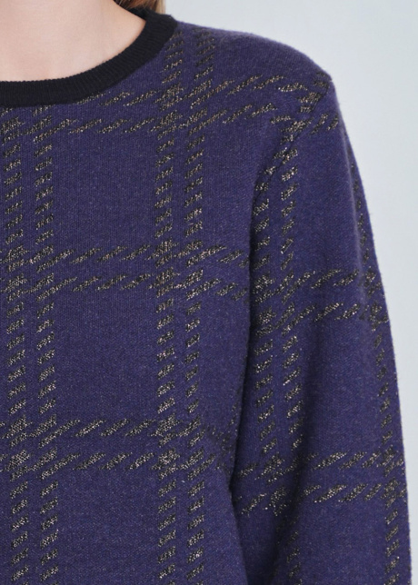 Navy Knit Sweater with Unique Sleeve Design