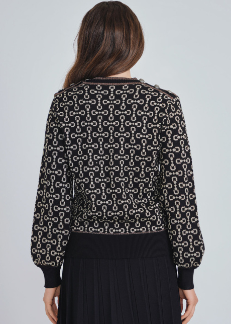 Printed Charm: Elegant Black Knitwear