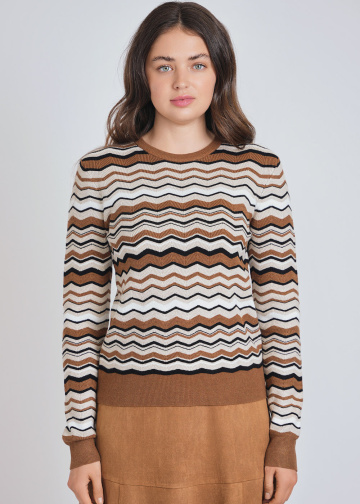 Wavy Lines Fusion on Comfy Ribbed Sweater