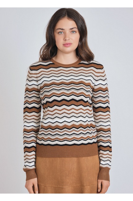 Wavy Lines Fusion on Comfy Ribbed Sweater