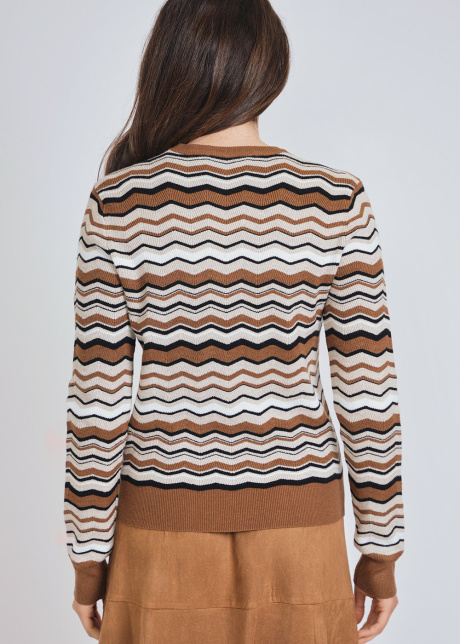 Wavy Lines Fusion on Comfy Ribbed Sweater